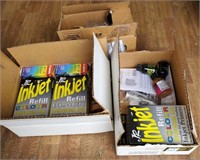 Boxes of printer ink and misc hardware