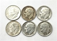 (6) Roosevelt Dimes : 1953, 1956, 1957, and 1964