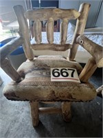 Log Western Swivel Bar Chair H-48" x W-26"