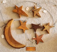Moon & Stars Tiny Bit of Wood Repurposed Art