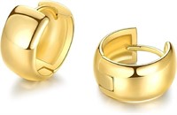 14k Gold Plated Small Chunky Hoop Earrings