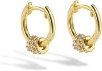 14k Gold-pl. .50ct White Topaz Hoop Earrings