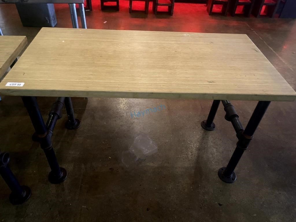 INDUSTRIAL DINING TABLE W/ PIPE LEGS, 49" X 24" X