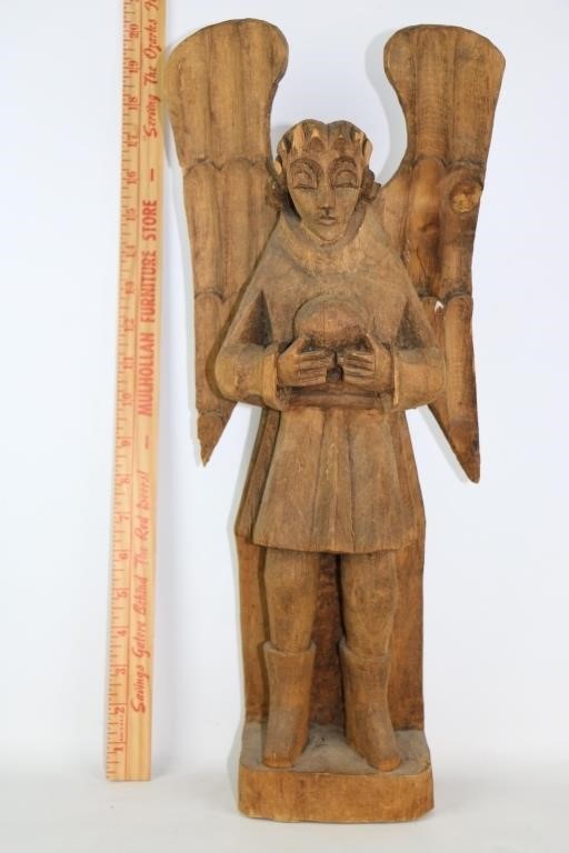 Wood Carved Angel    20 Inches Tall