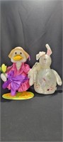 Easter Decorations A Duck & A Plush Rabbit