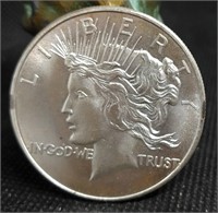 S: 1 OZ .999 SILVER ROUND - PEACE DOLLAR STYLE