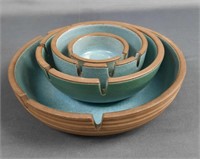 Set of 4 Heath Ceramic Turquoise Ashtrays