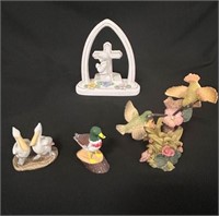 Figurines: Cross, Duck, Hummingbirds, etc (4)