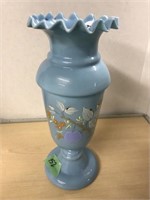 Blue With Hand Painted Flowers Vase