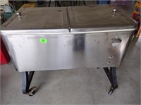 Stainless steel patio cooler on wheels