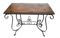 Wrought Iron & Wood Entry Table