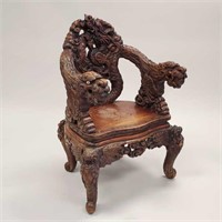 Antique carved Chinese dragon chair - 27" wide x