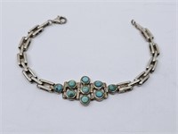 Sterling Silver Bracelet set with Turquoises
