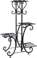 4TIER BLACK METAL PLANT AND GARDEN STAND