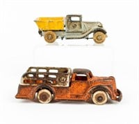 Lot of 2 Vintage 1930s Cast Iron Toy Trucks
