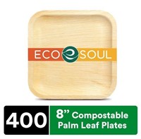 $180 400 Count  8 Inch Palm Leaf Square Plates