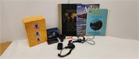 GPS, cell phone case, atlas, organization box.