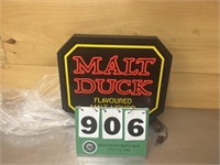 13" X 15" Malt Duck Liquor Illuminated Sign