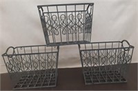 Set of 3 Metal/ Cast Planter Baskets