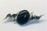 Large Black Onyx Cabochon Pin