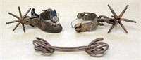 Early cowboy spurs and horse bit