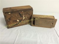 VINTAGE SMALL WOOD ADVERTISING BOXES - 2