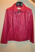 Red Leather Jacket Medium