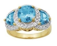 Genuine 4.60 ct Sky Blue Topaz Designer Ring