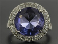 Round 6.40 ct Ceylon Sapphire Solitaire Ring