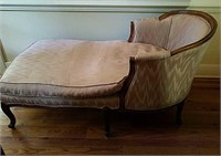 Pink and Wood Chaise Lounge