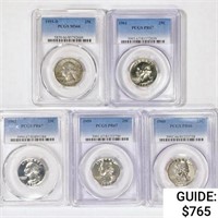 1955-1962 Set [5] Washington Silver Quarter PCGS
