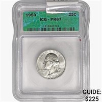 1950 Washington Silver Quarter ICG PR67
