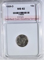 1926-D MERCURY DIME CCGS CH BU