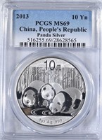 2013 CHINA SILVER PANDA PCGS MS69