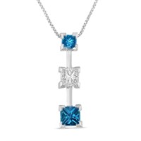 14k Gold .93ct Blue & White Diamond Necklace