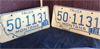 Pair 1972 Montana Matching Truck License Plates