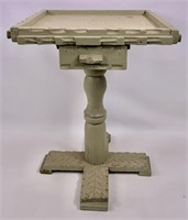 Folk Art table, chip carving on top and feet,