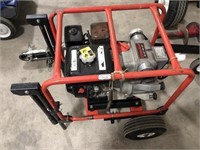 2” gas trash pump with cart on wheels powered by
