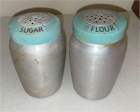 1950's Kromex Turquoise Flour/Sugar Shakers