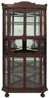 R.J. Horner Oak Beveled Glass Corner Cabinet
