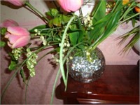 Cut Glass Rosebowl with Floral Arrangement