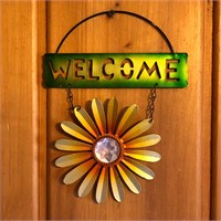 Hanging Metal Welcome Flower Sign
