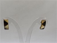 STERLING SILVER & SHELL INLAY PIERCED EARRINGS