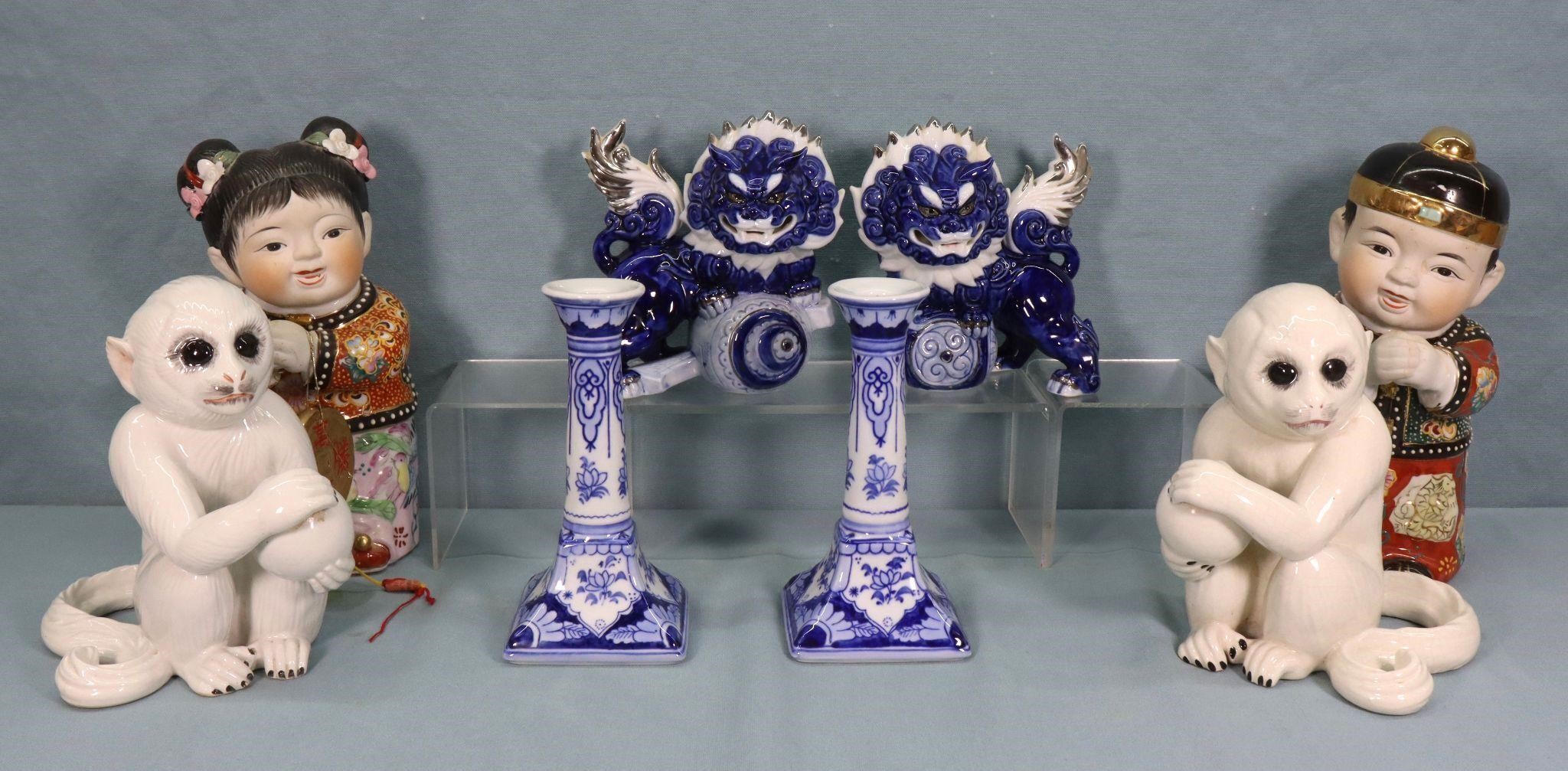 8pc. Asian Porcelain Figurines & Candlesticks
