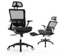 Ergonomic Mesh Office Chair with Footrest, Black