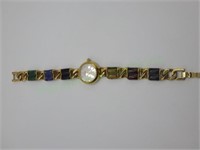 Vintage Monet Gold Tone Gemstone Watch