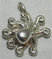 .999 Sterling Silver Octopus Pendant, 5.6 grams