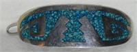 Large .925 Sterling Turquoise Hair Barrette