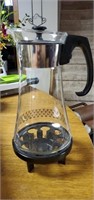 Vtg Glass Pyrex Coffee Carafe Black Honey Bee