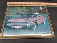 Framed Car Picture - Pink Cadillac